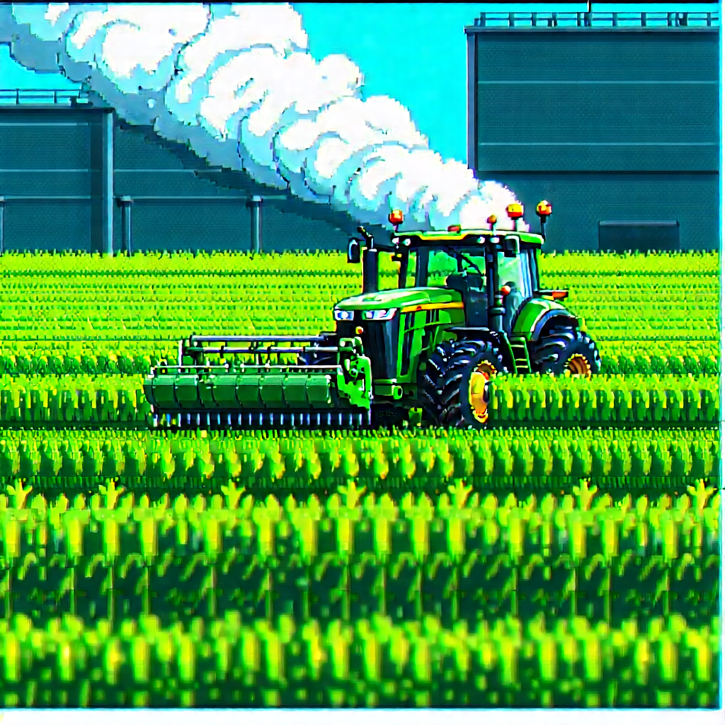 Agricultural Technology In Manufacturing Facility With Cartoon-like Drawing