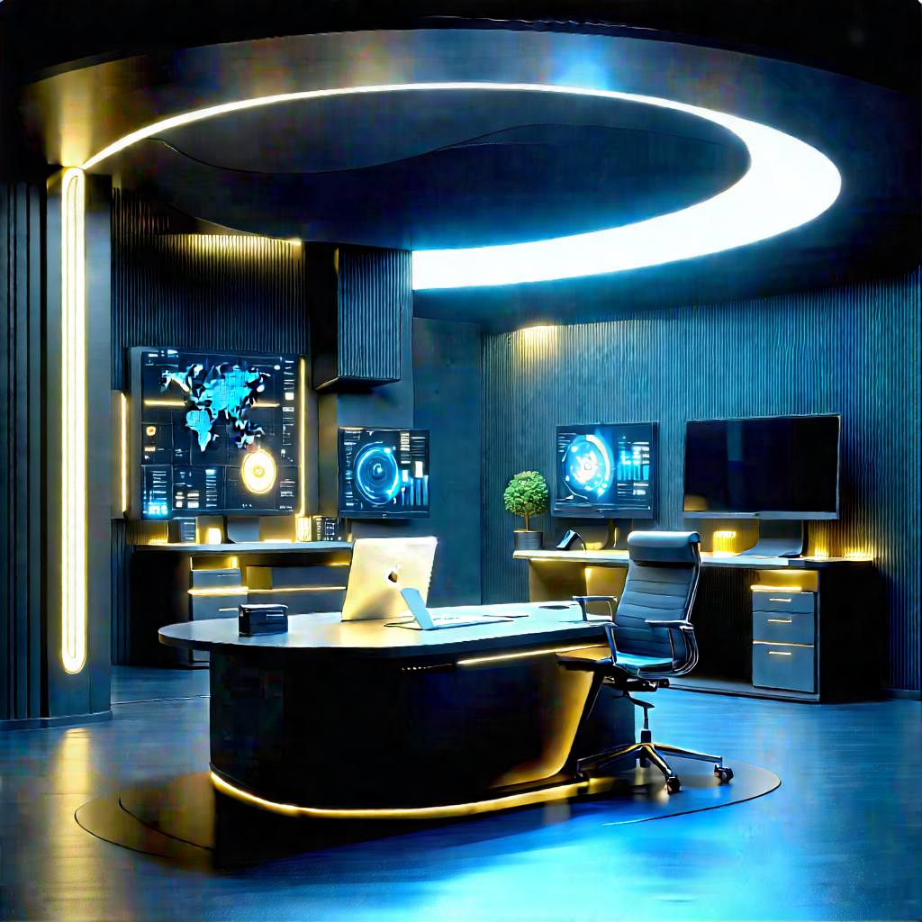 Futuristic Tech Startup Office With Image, There