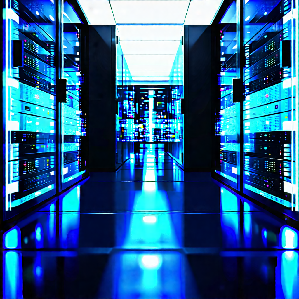 (futuristic:1.39) Server Room With Blue-toned Photograph