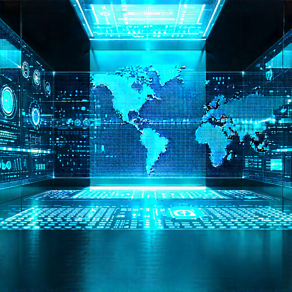 Healthcare Technology In Research Center With Large Blue