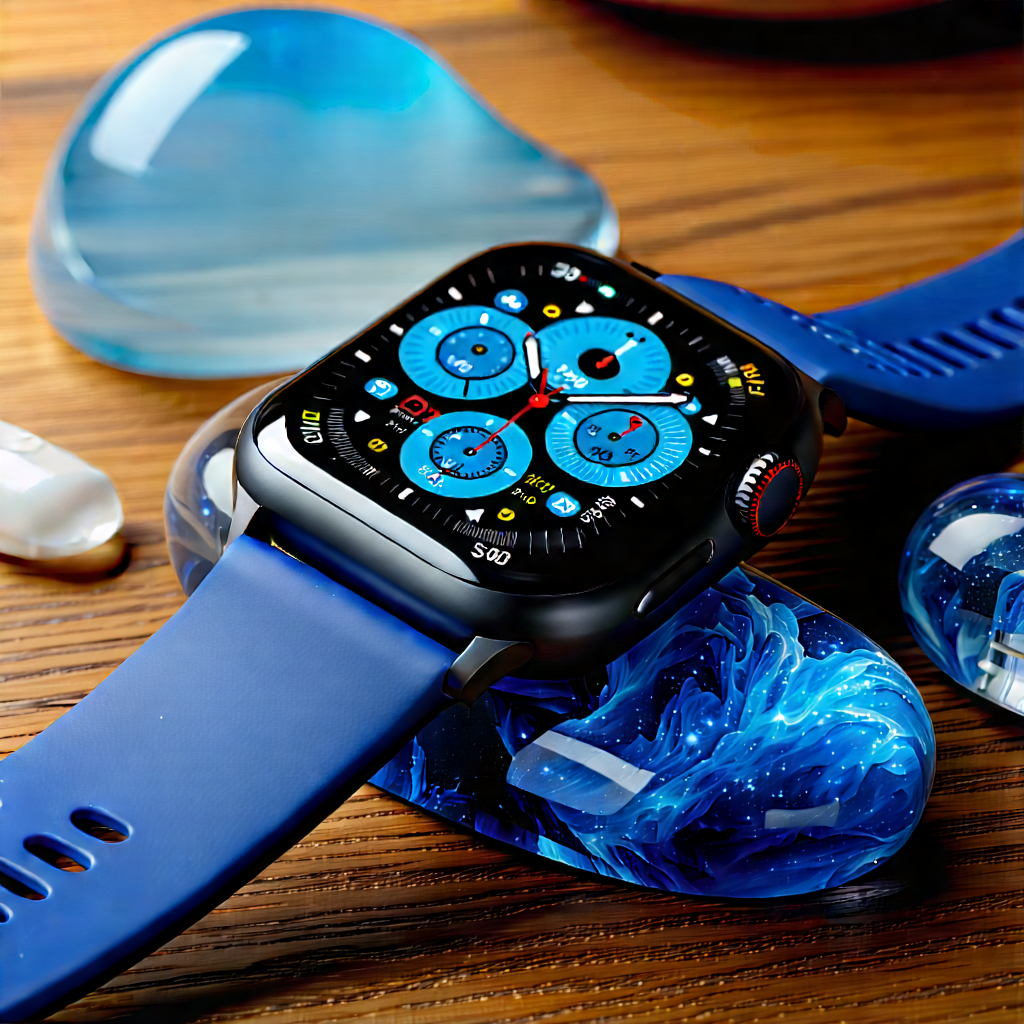 Smart Watch With (digital:1.39) Artwork With Blue Apple