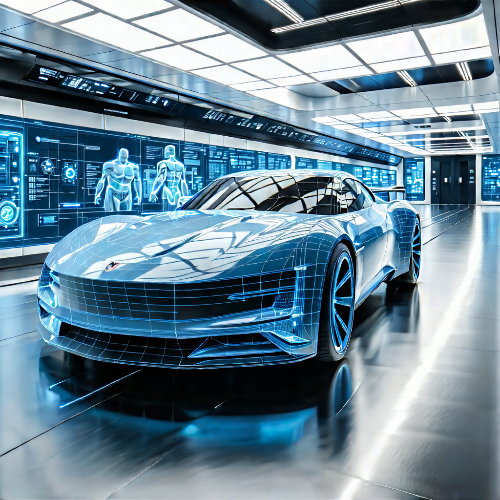 Automotive Technology In Manufacturing Facility With Futuristic Parked