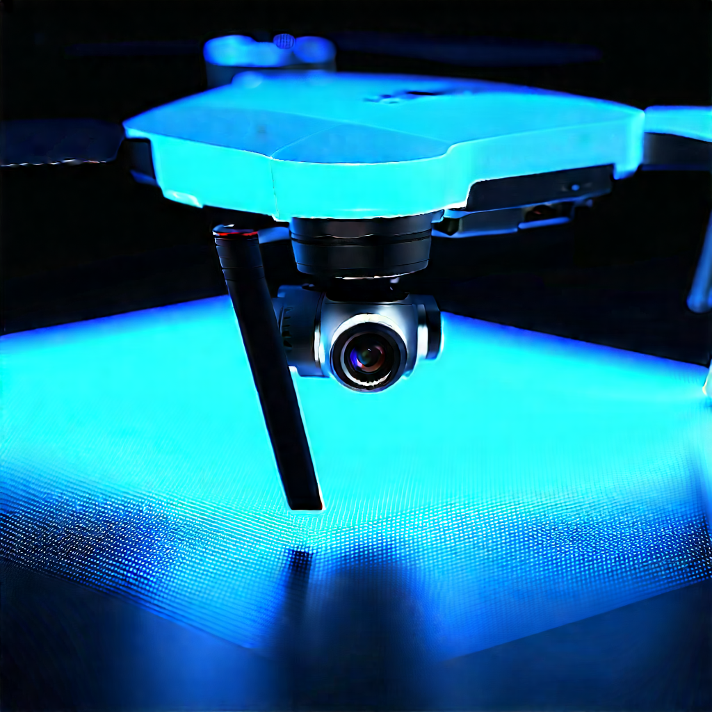 Drone With Holographic Display With Blue Drone
