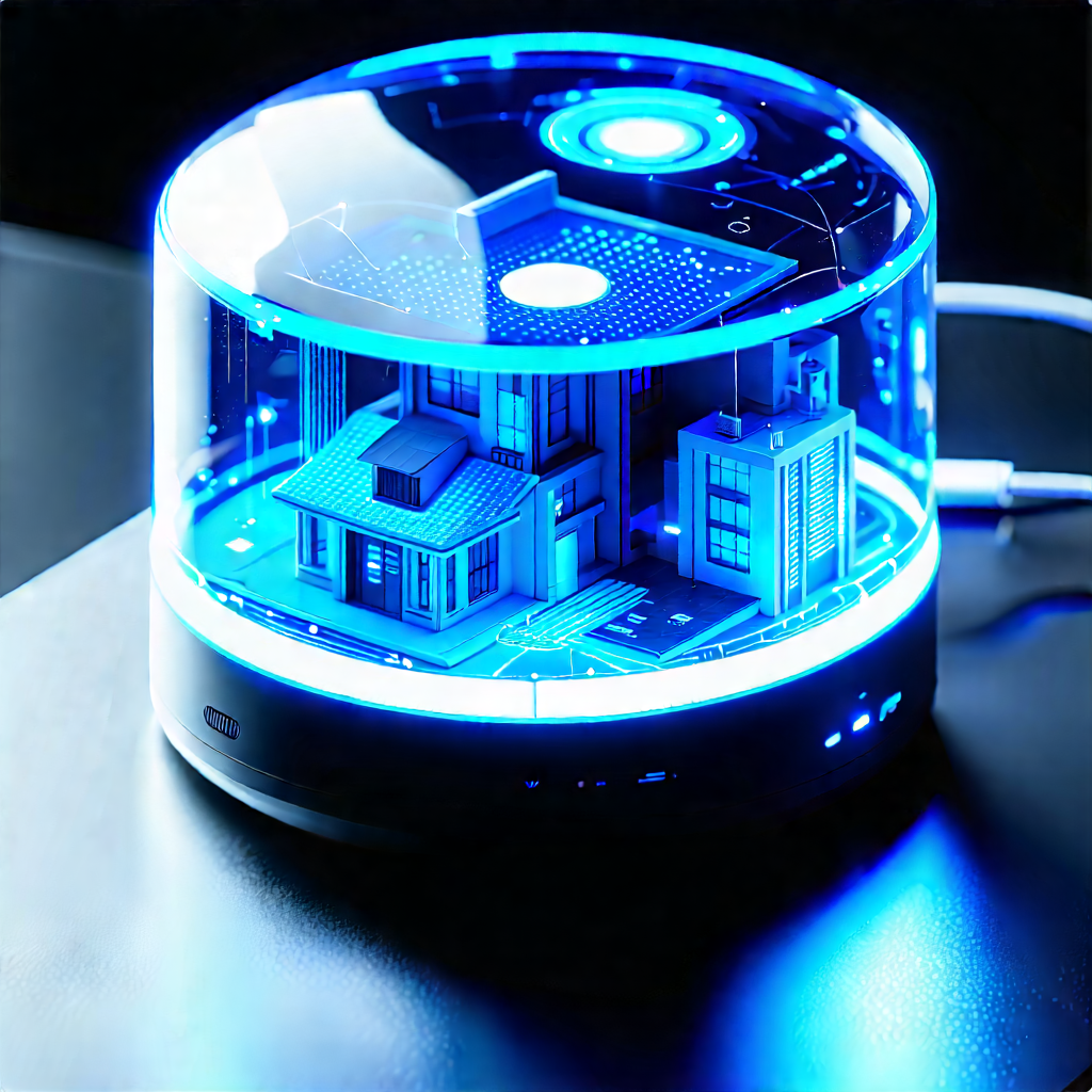 Smart home device with (digital:1.27) artwork