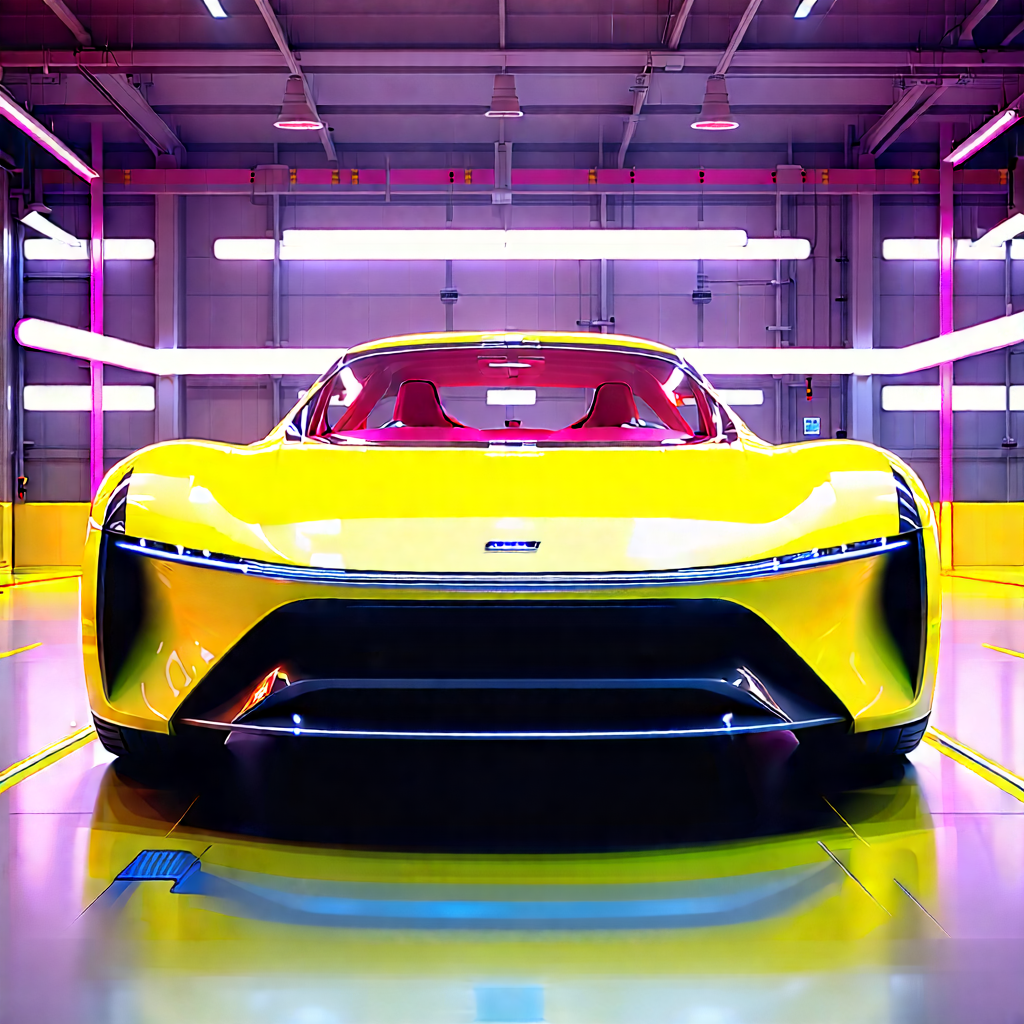 Automotive Technology In Manufacturing Facility With Yellow Sports