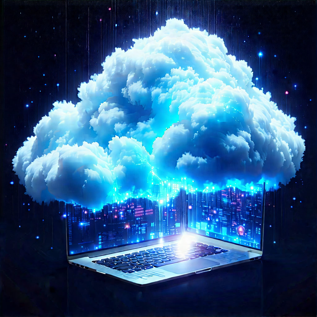 Cloud Computing Visualization With Laptop Computer