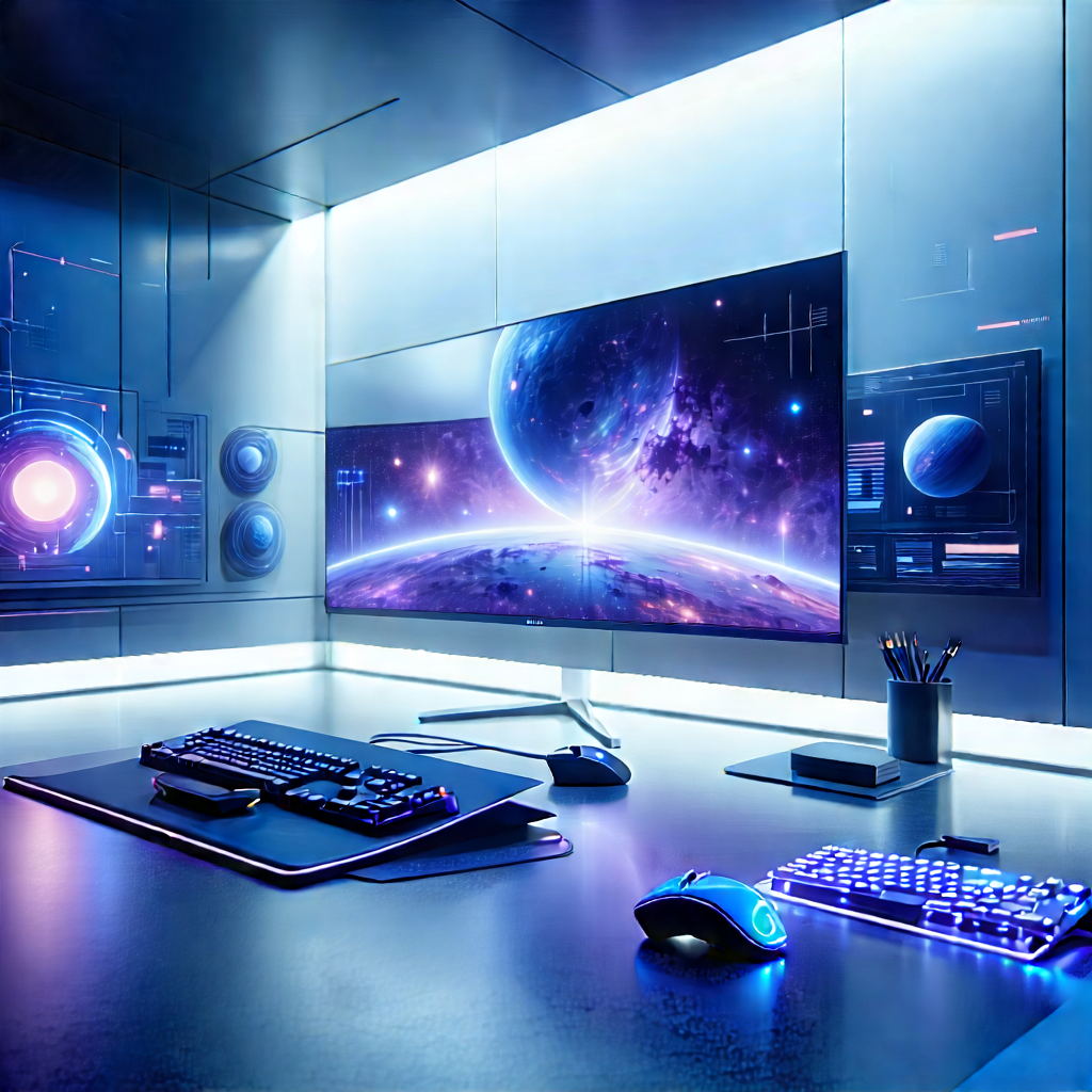 Futuristic digital workspace