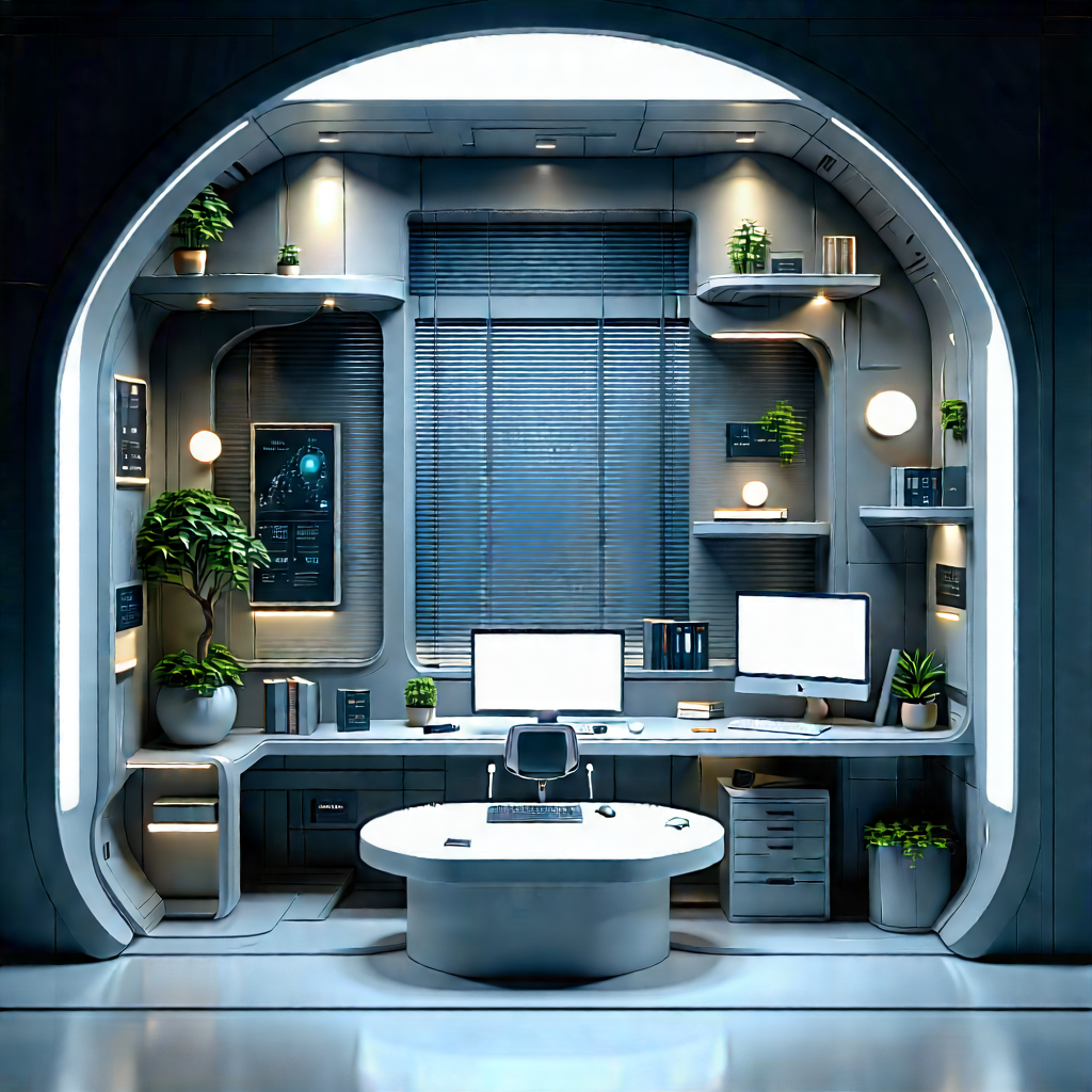 Futuristic Tech Startup Office With Image, There
