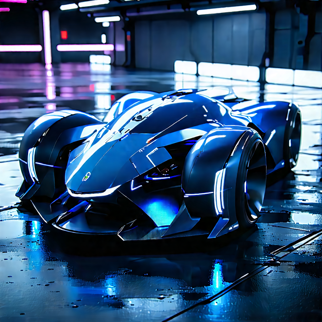 Innovative Electric Vehicle (design:1.44) With Blue Futuristic