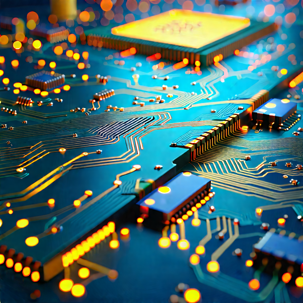 Close-up Of Electronic Circuit With Close-up Computer