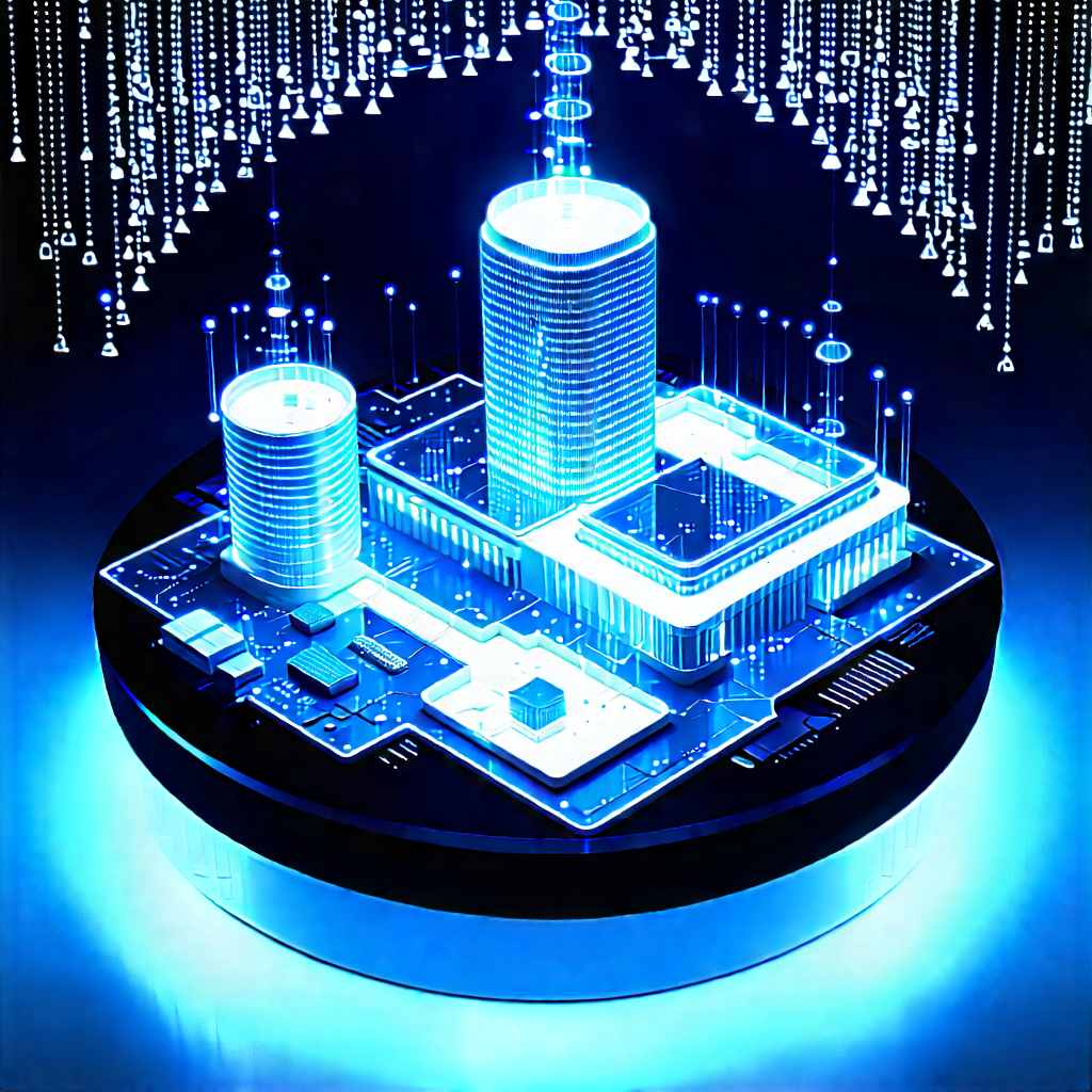 Financial Technology In Research Center With Blue Light