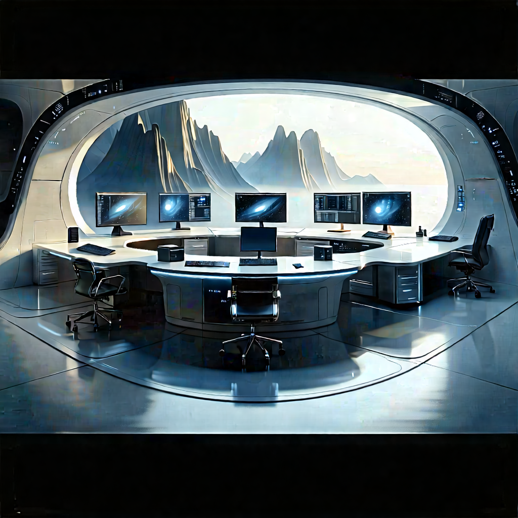 Futuristic Digital Workspace With Futuristic Control