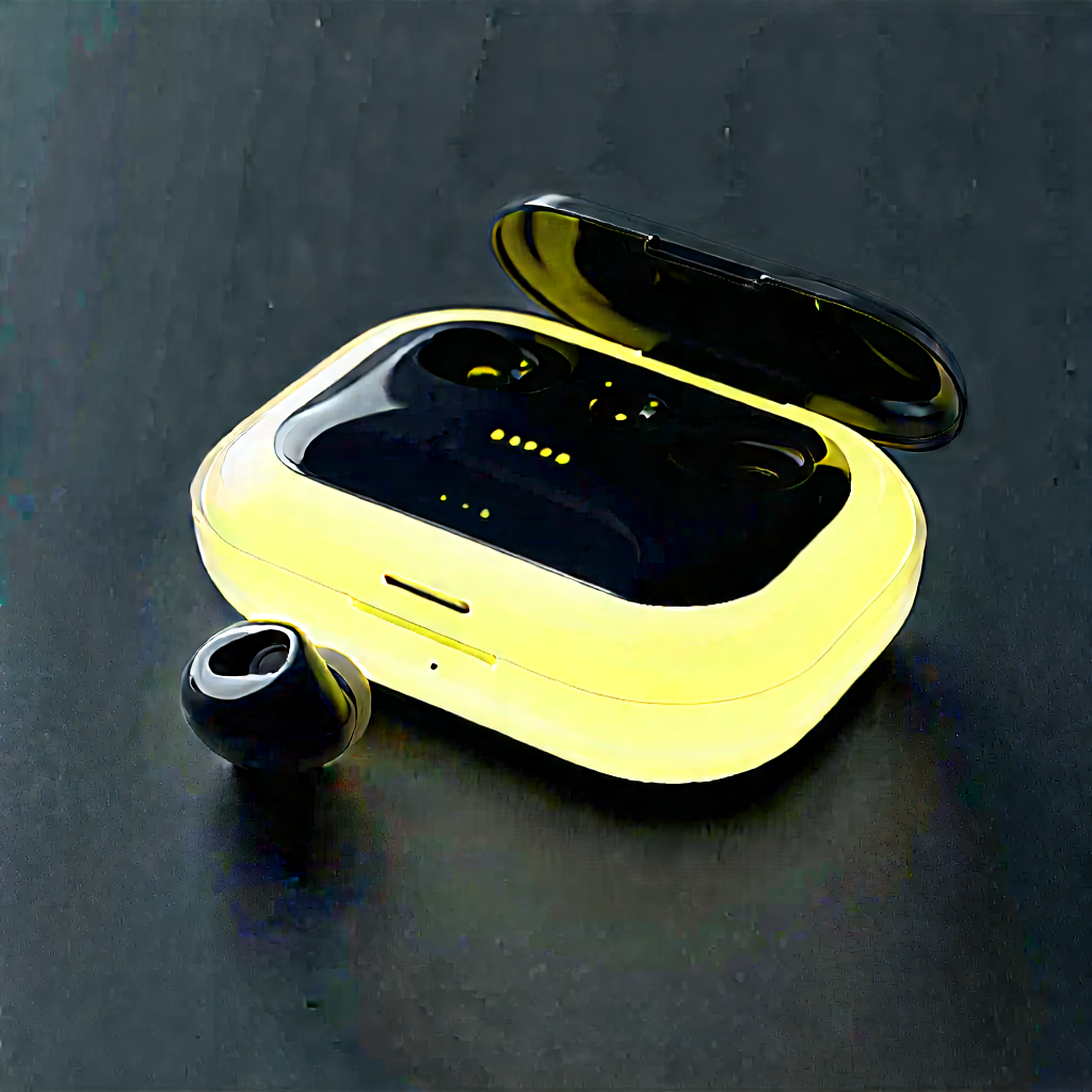 Wireless Earbuds With Glowing Screen With Small Electronic