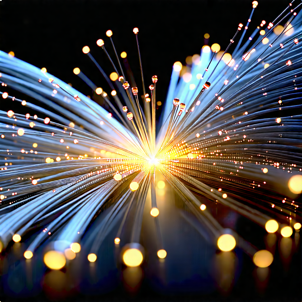 Close-up Of Fiber Optic Cables With Close-up Wire,