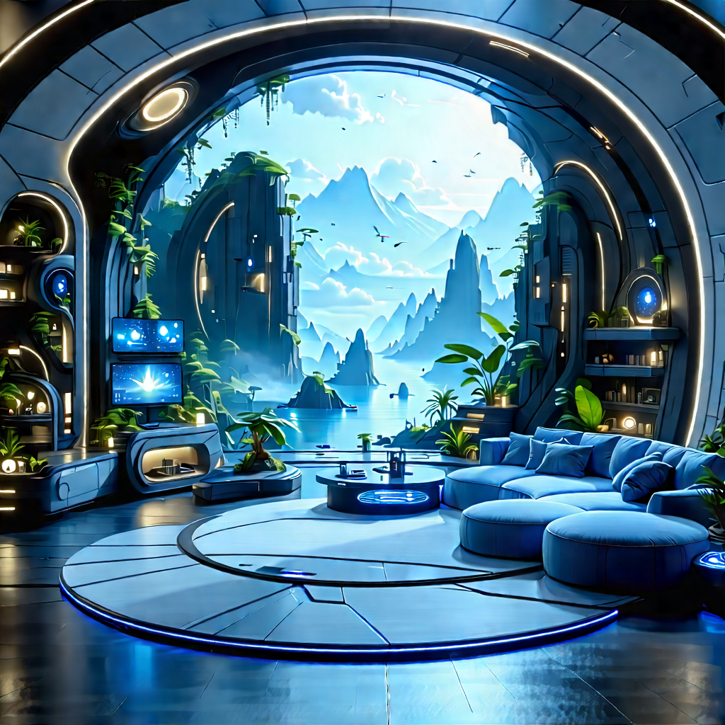 (futuristic:1.13) Smart Home With Futuristic Living
