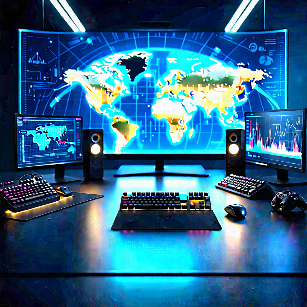 Entertainment Technology In Tech Office With Computer Desk