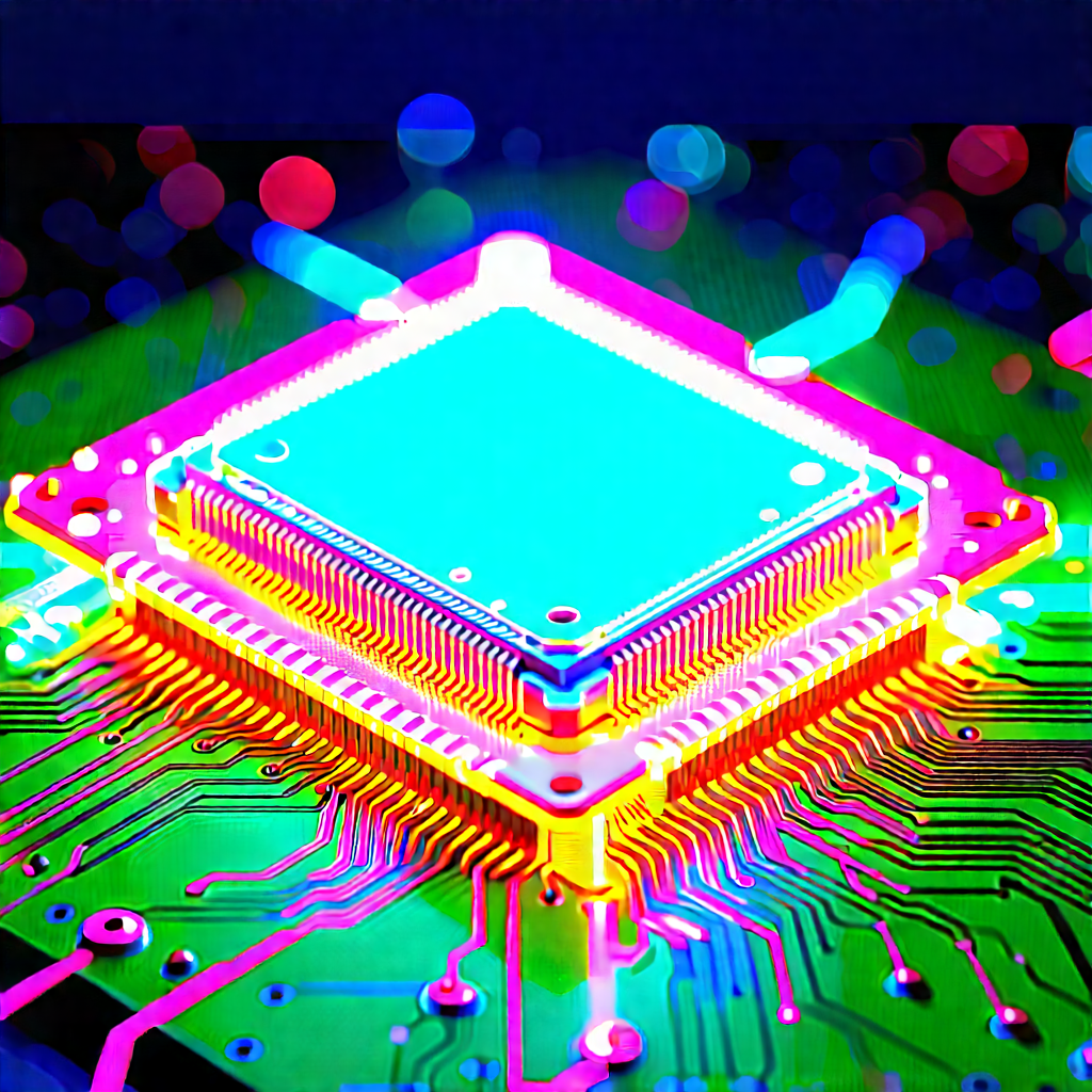 Microchip with neon accents