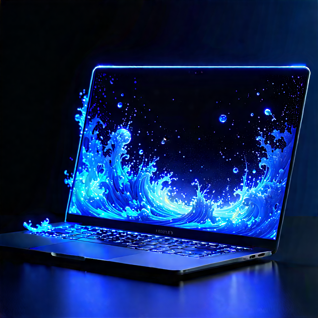 Laptop With Glowing Screen With Laptop Computer