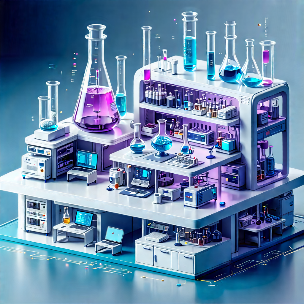 Educational Technology In Modern Laboratory With Large, Three-story