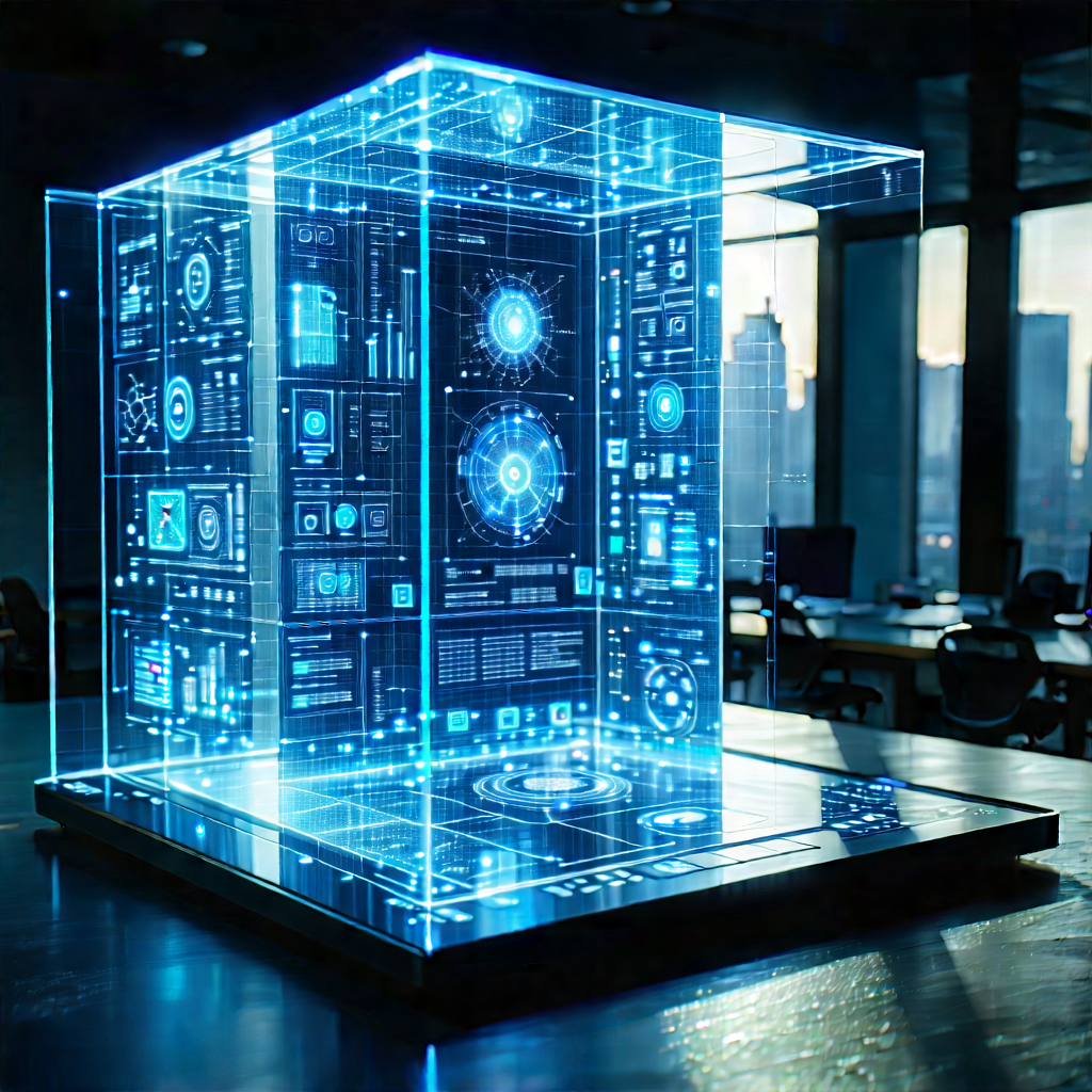 Educational Technology In Research Center With Futuristic Display