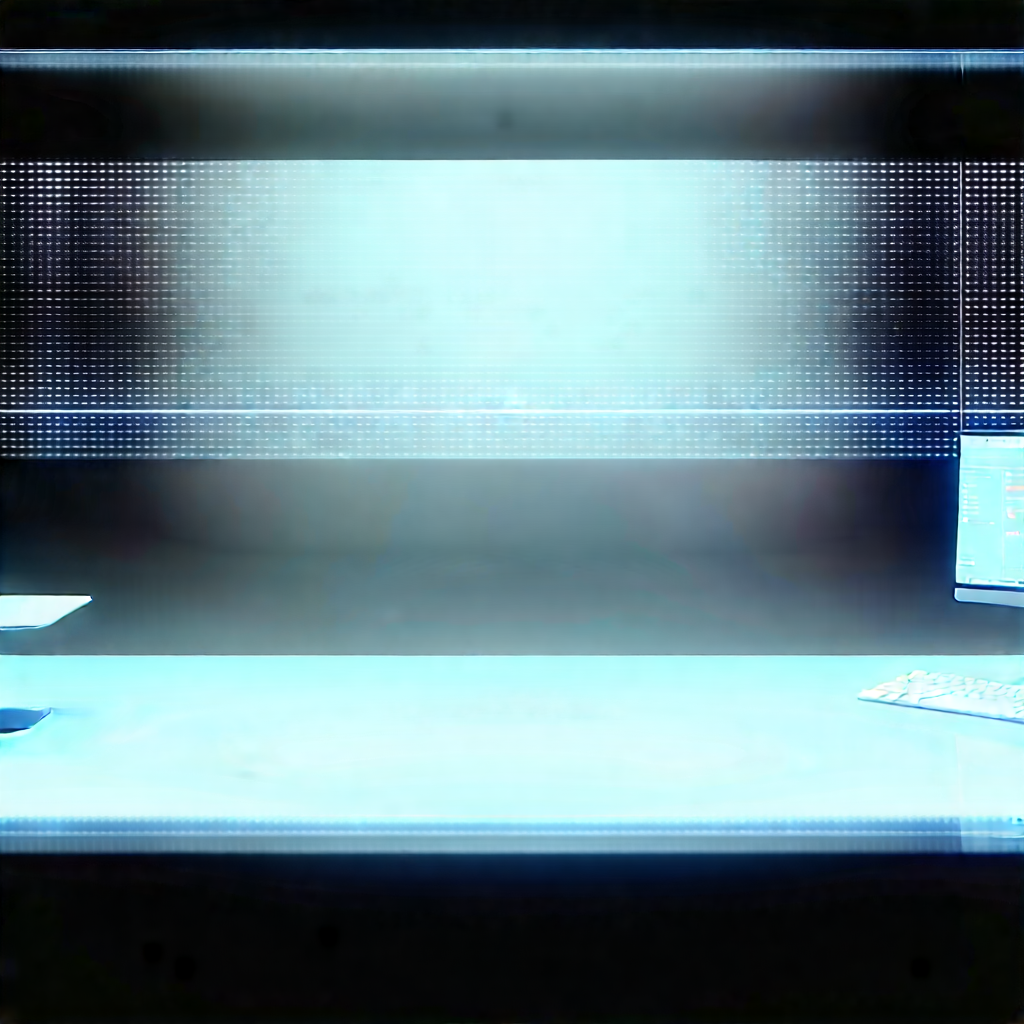 Futuristic Digital Workspace With Computer Desk