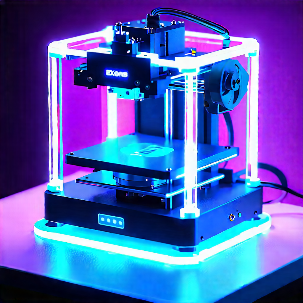 3d printer with neon accents