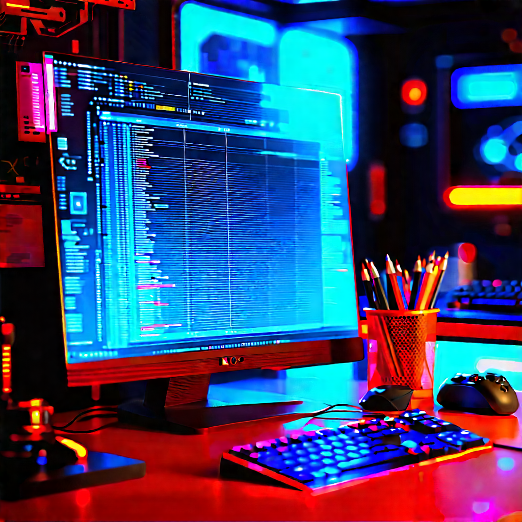 Educational Technology In Tech Office With Computer Desk