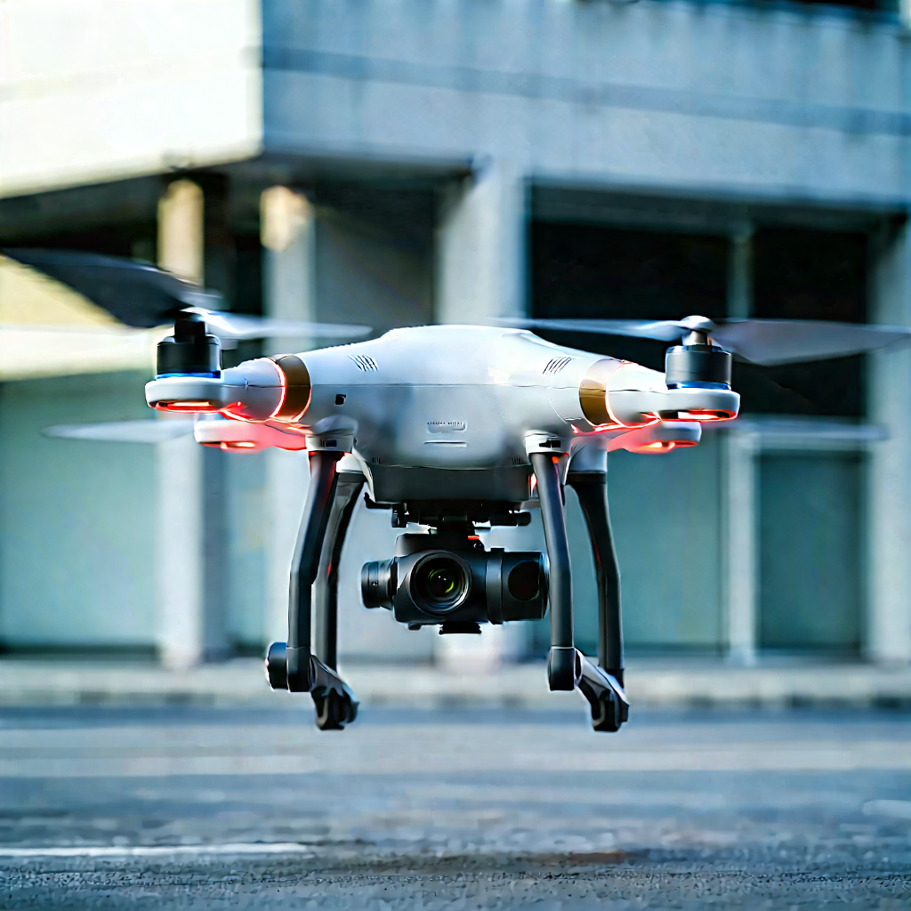 Drone With Data Visualization With White Drone