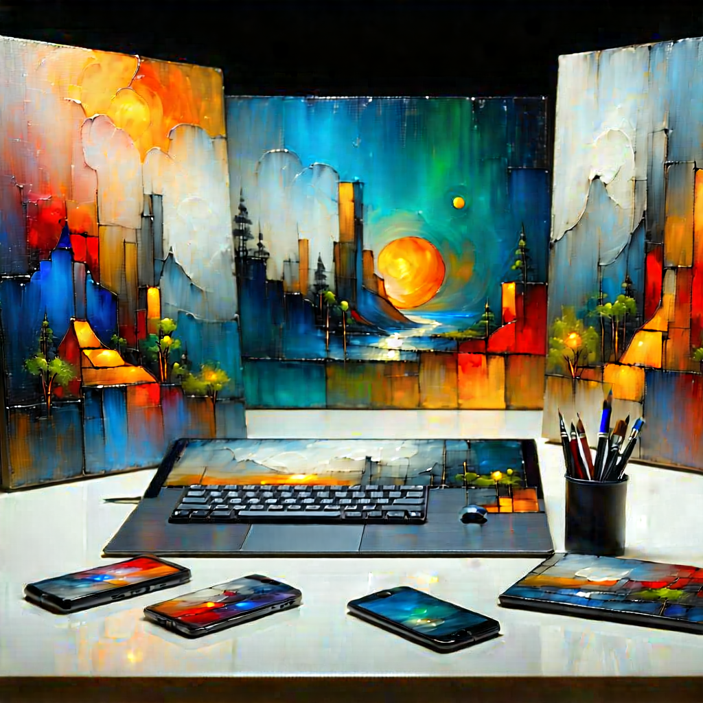 Futuristic Digital Workspace With Laptop Computer