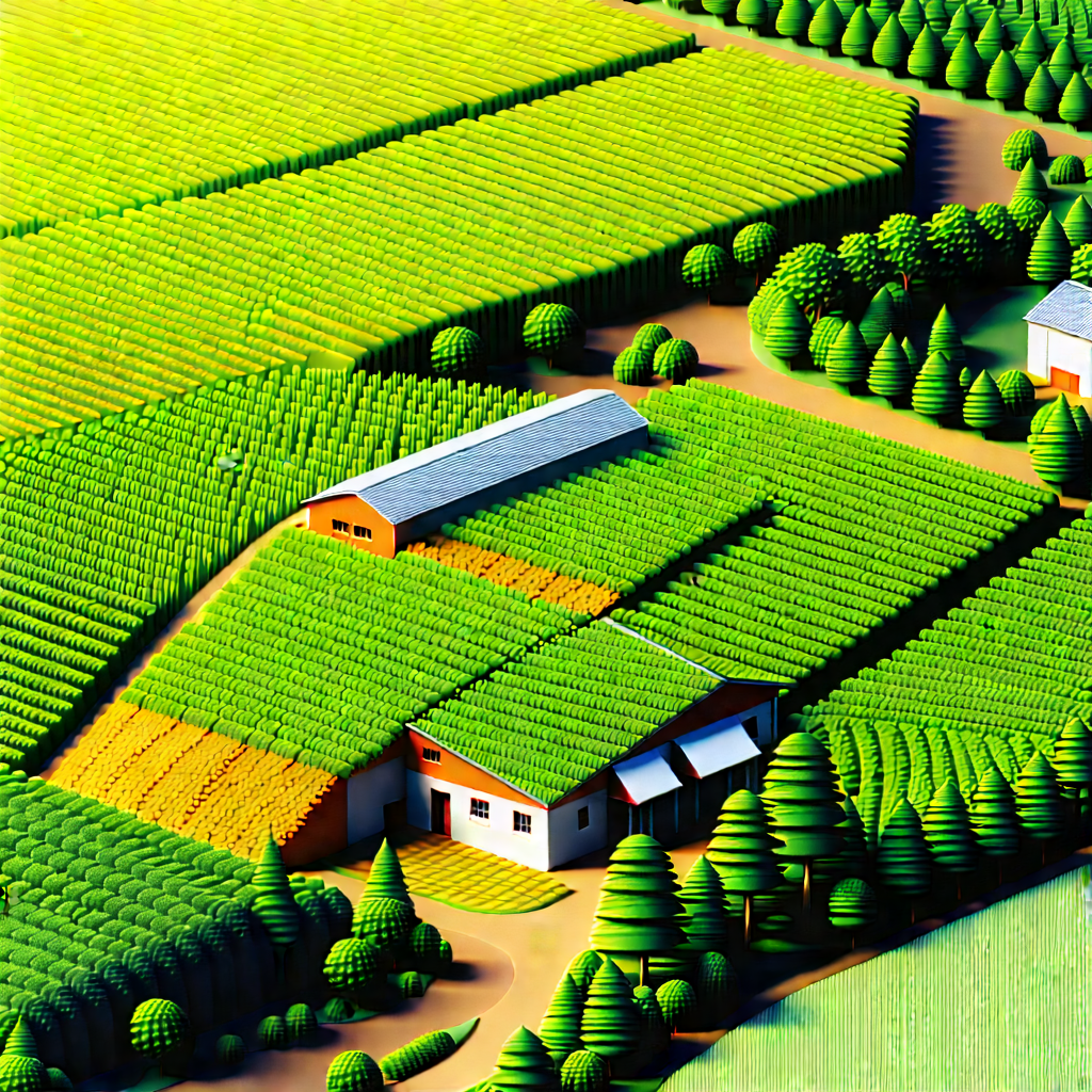 Agricultural Technology In Manufacturing Facility With Cartoon-like Drawing