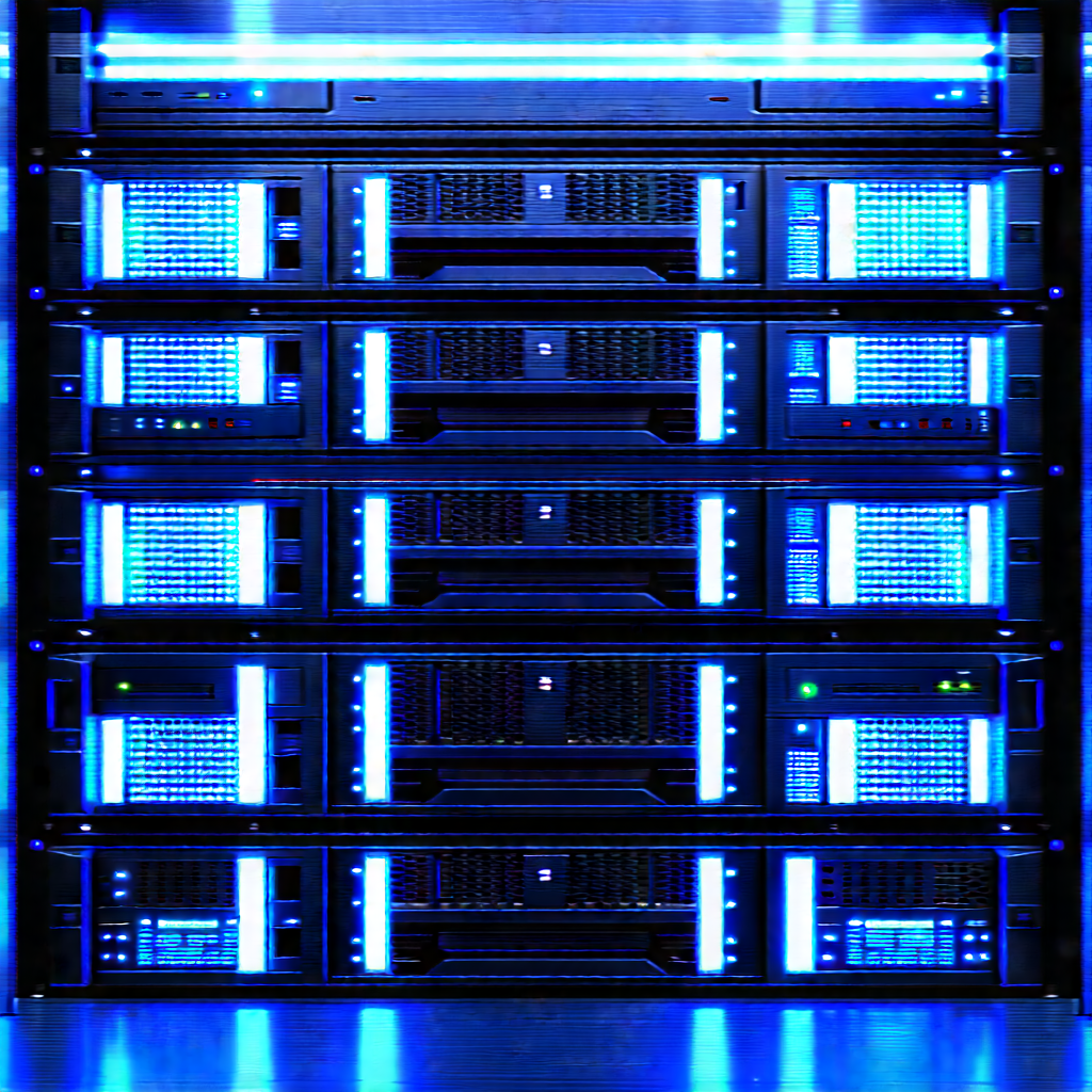 Server rack with blue light (glow:1.26)