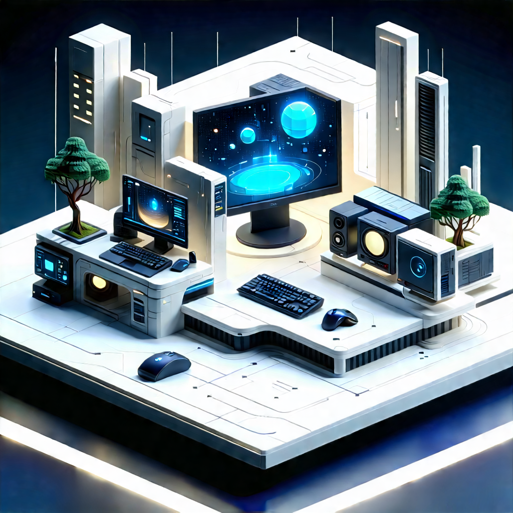Futuristic Digital Workspace With Image, There