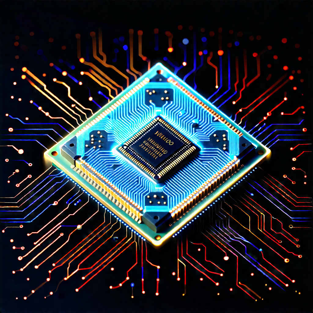 Microchip With (digital:1.11) Particles With Computer Chip
