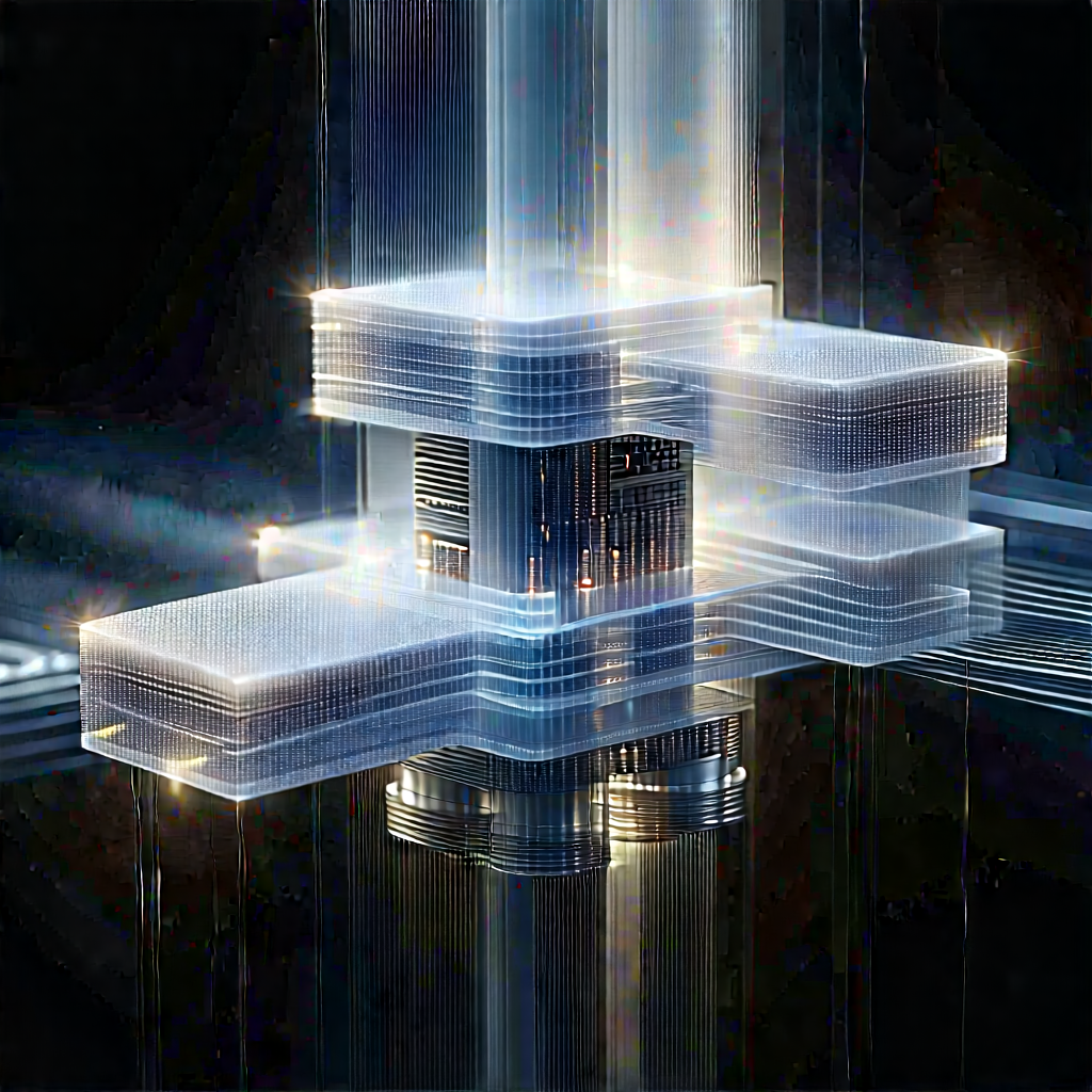 Quantum Computer With Data Streams With Futuristic Building