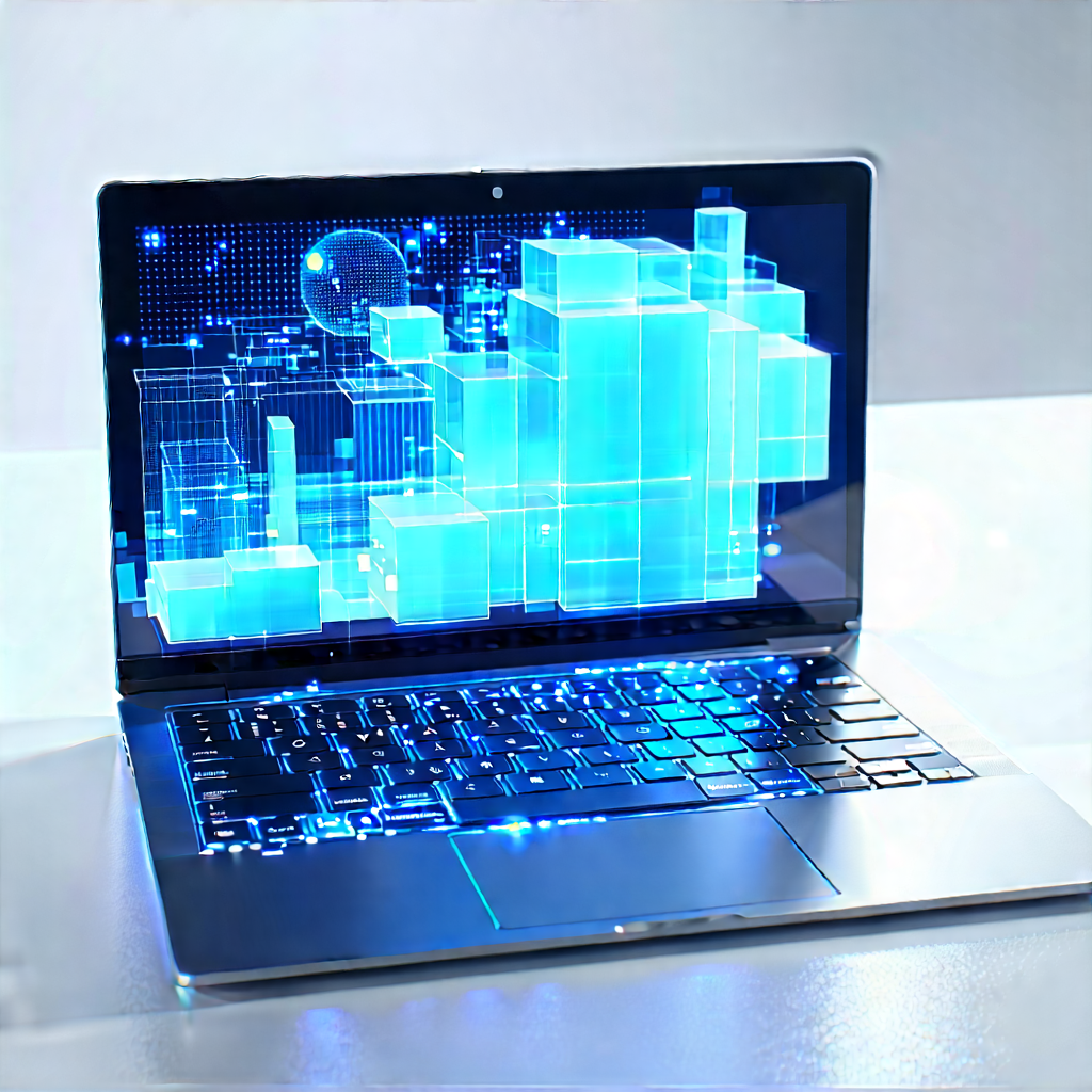 Laptop With Glowing Screen With Laptop Computer