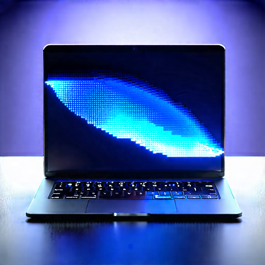 Laptop With Glowing Screen With Laptop Computer