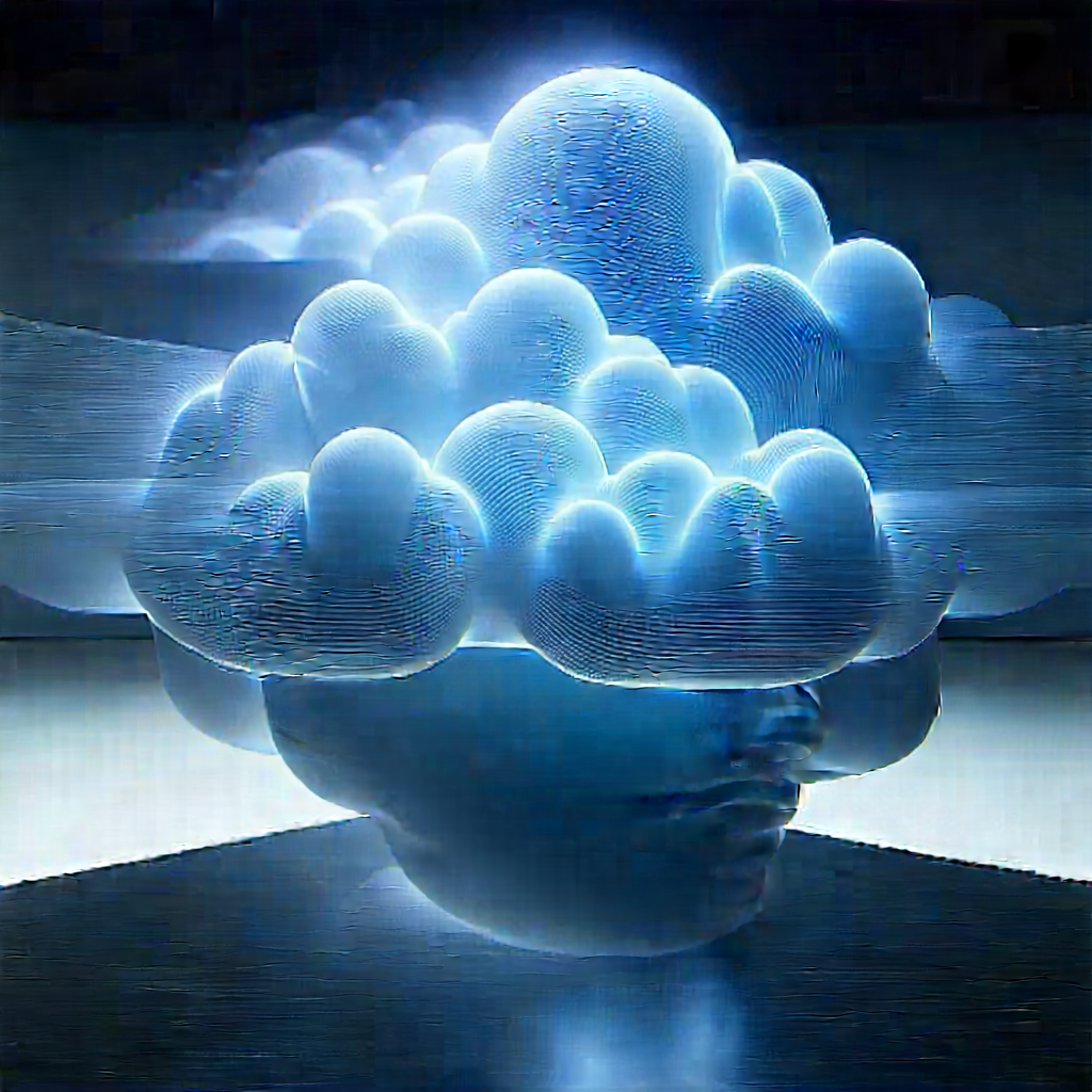 Cloud Computing Visualization With Large, Blue,
