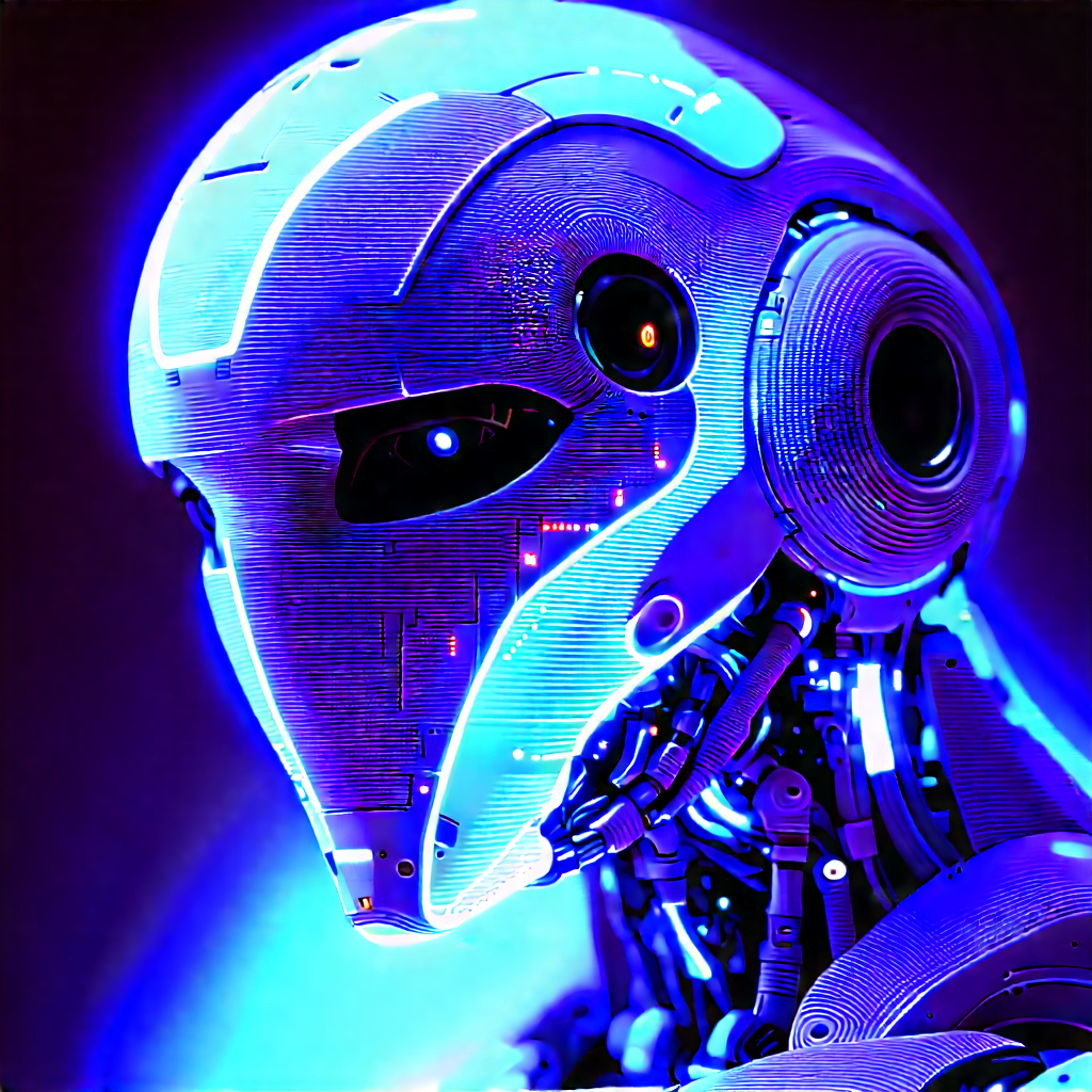 Robot with blue light (glow:1.46)