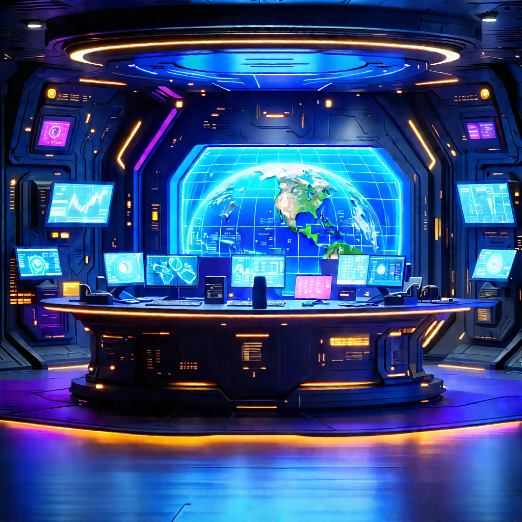 Futuristic tech startup office