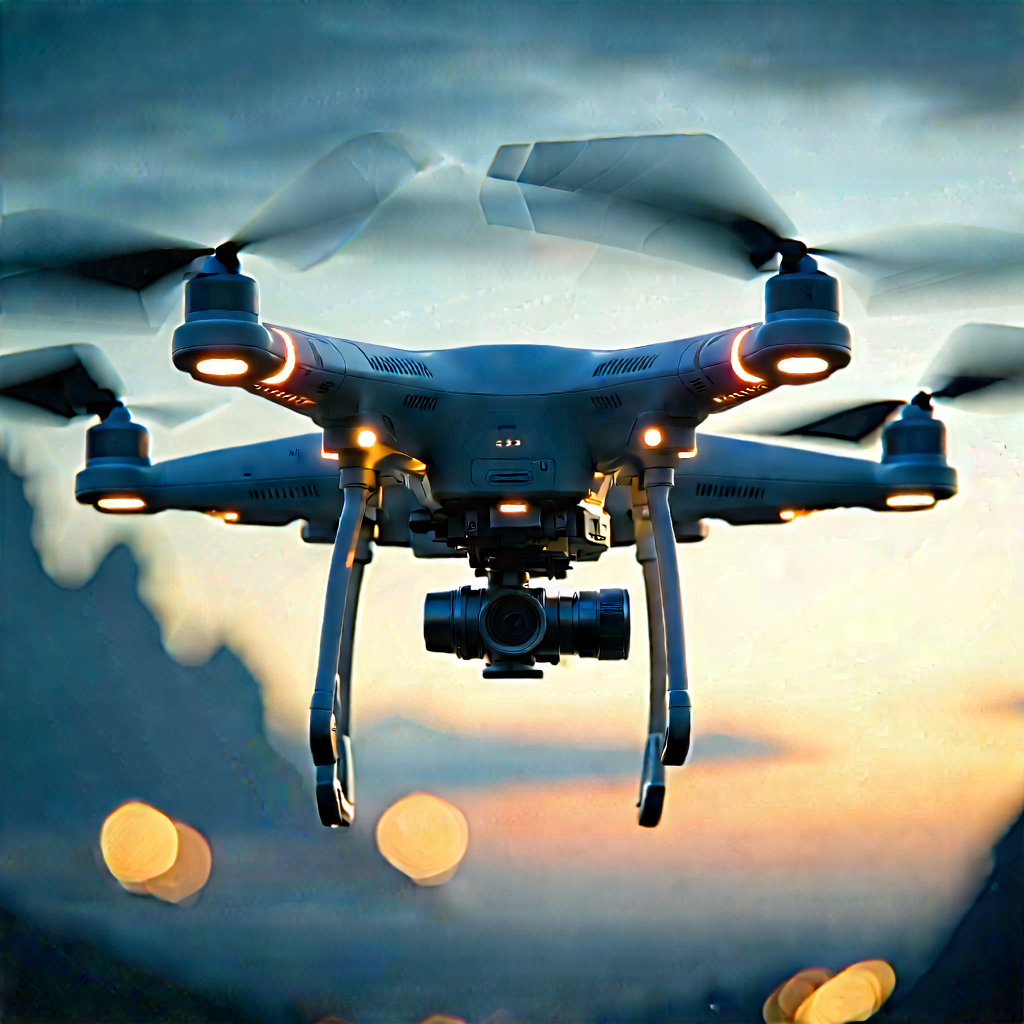Drone With Data Visualization With White Drone