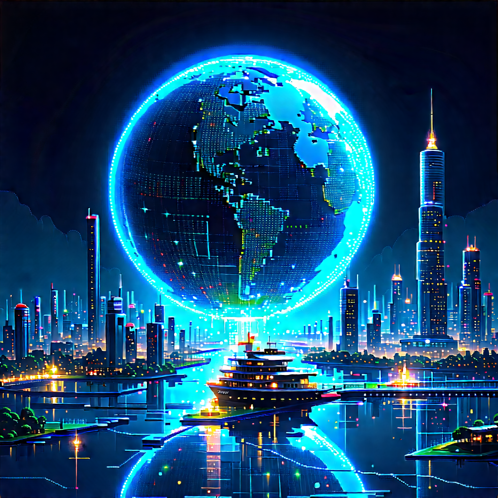 Digital Transformation Visualization With Large, Blue,