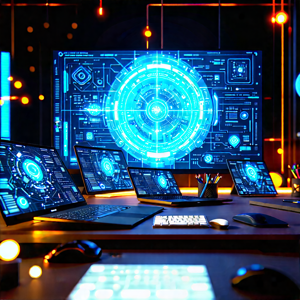 Futuristic tech startup office