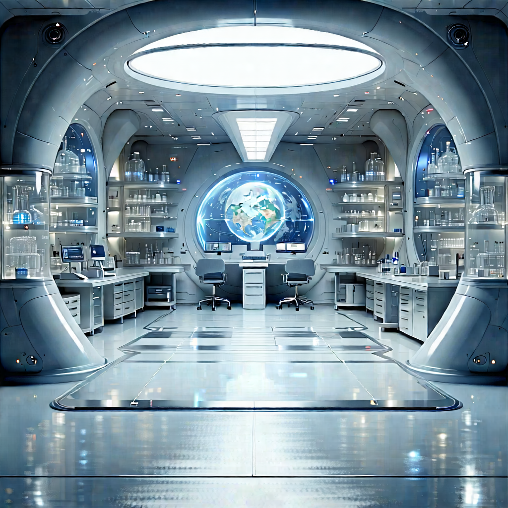 Futuristic Research Laboratory With Image, There