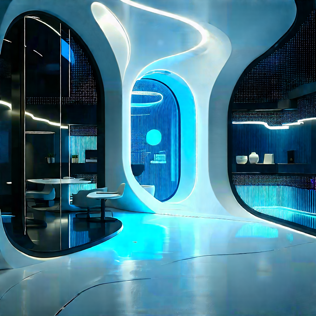 Futuristic Tech Startup Office With Large, Modern-looking