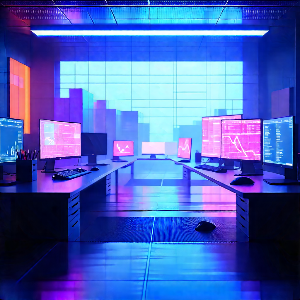 Futuristic (digital:1.38) Workspace With Image, There