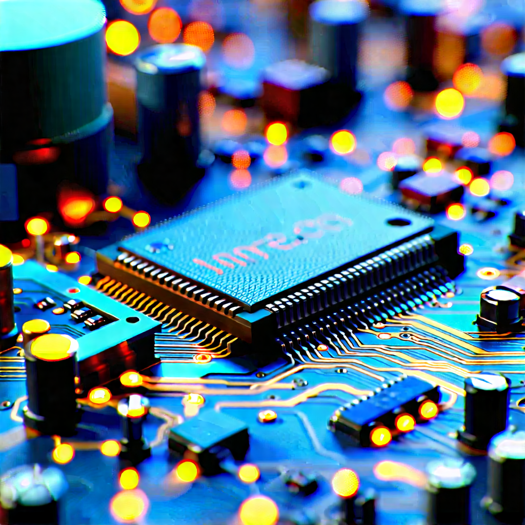Close-up Of Electronic Circuit With Close-up Computer