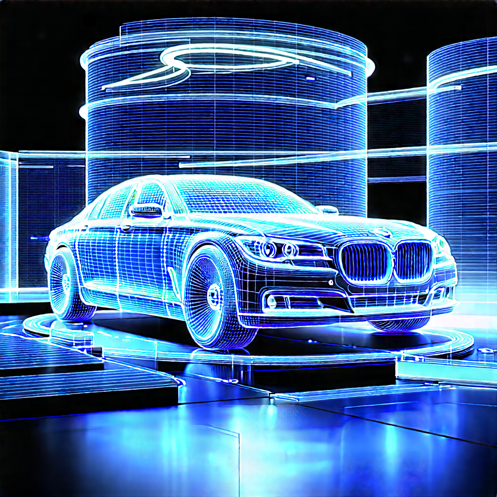 Automotive Technology In Research Center With Blue Parked