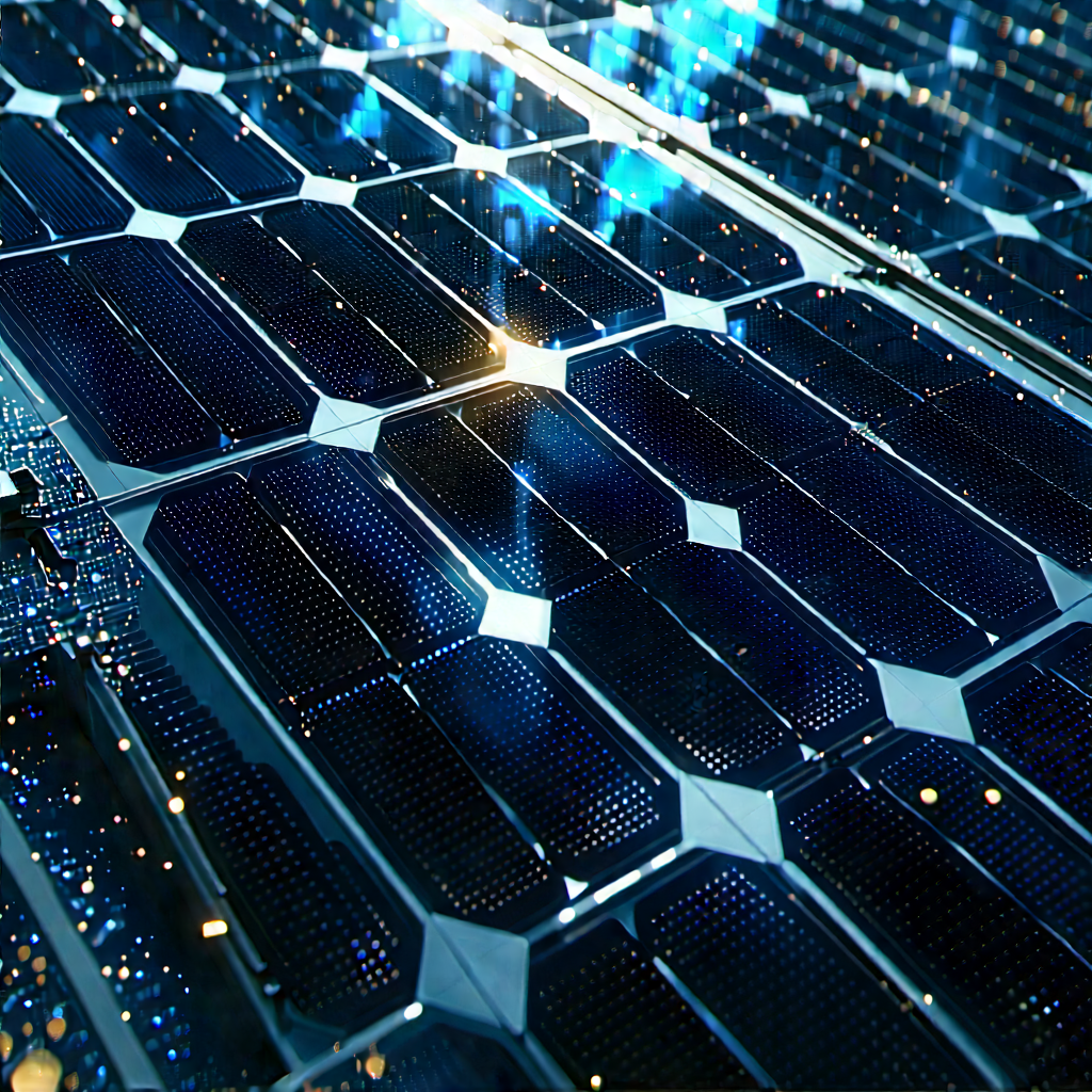 Solar Panel With (digital:1.12) Particles With Solar Panel
