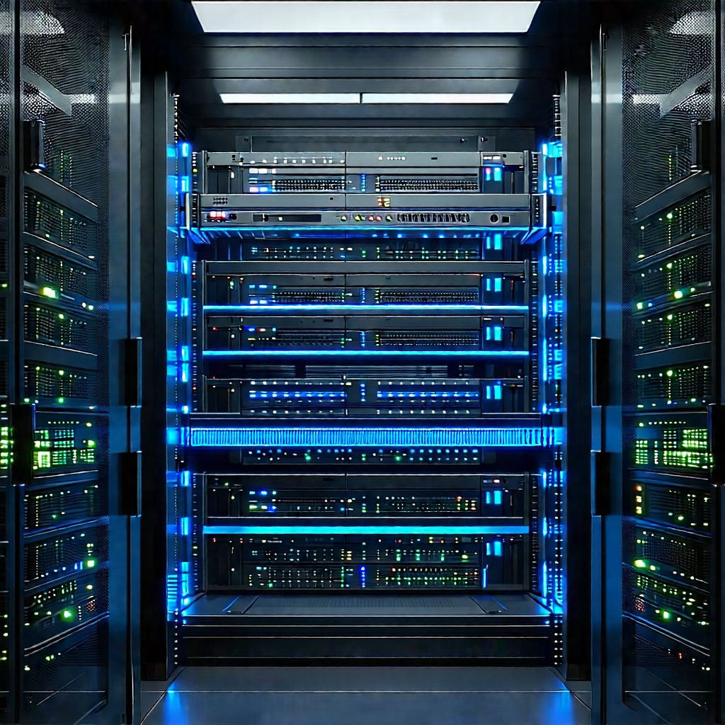 Server rack with data streams