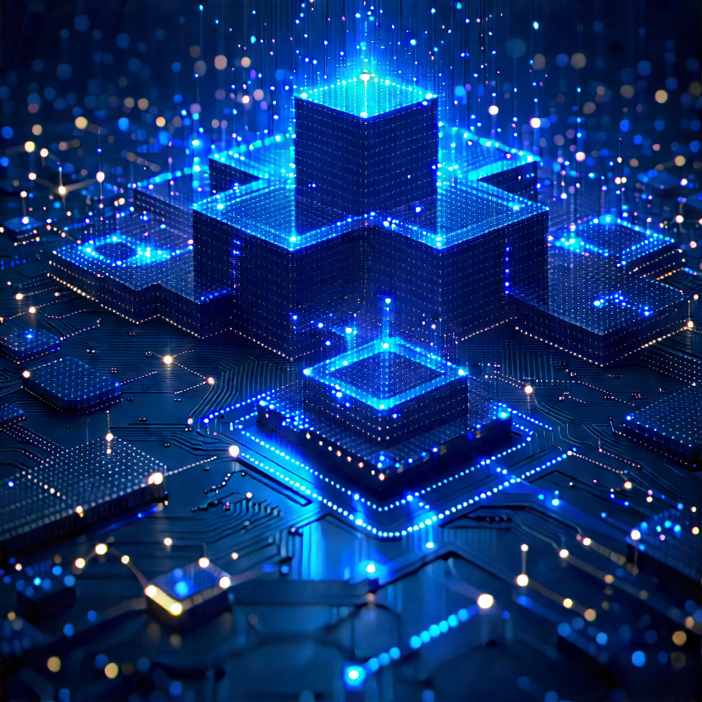 Blockchain Network Visualization With Blue White